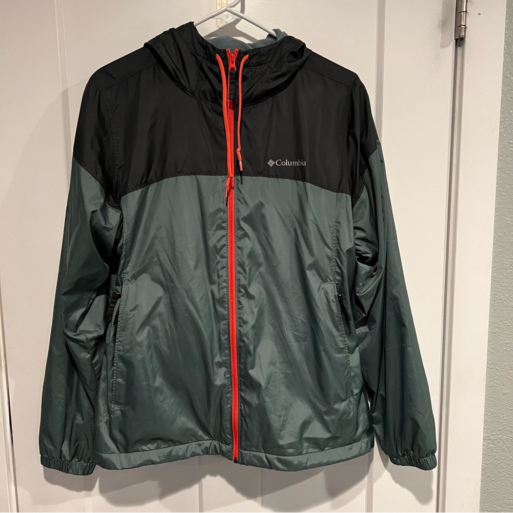Columbia Fleece Lined Black and Greenish Gray Windbreaker Jacket - Womens M